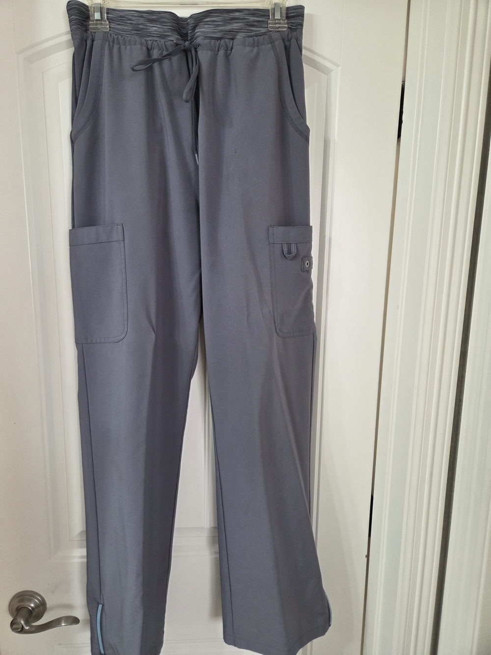 Men's Gray Drawstring Cargo Scrub Pants